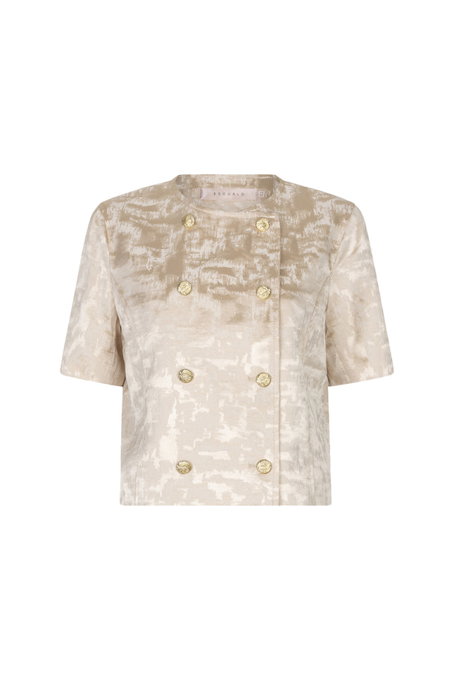 EsQualo Jacket Jacquard Natural HS26.17208 Stretchshop.nl