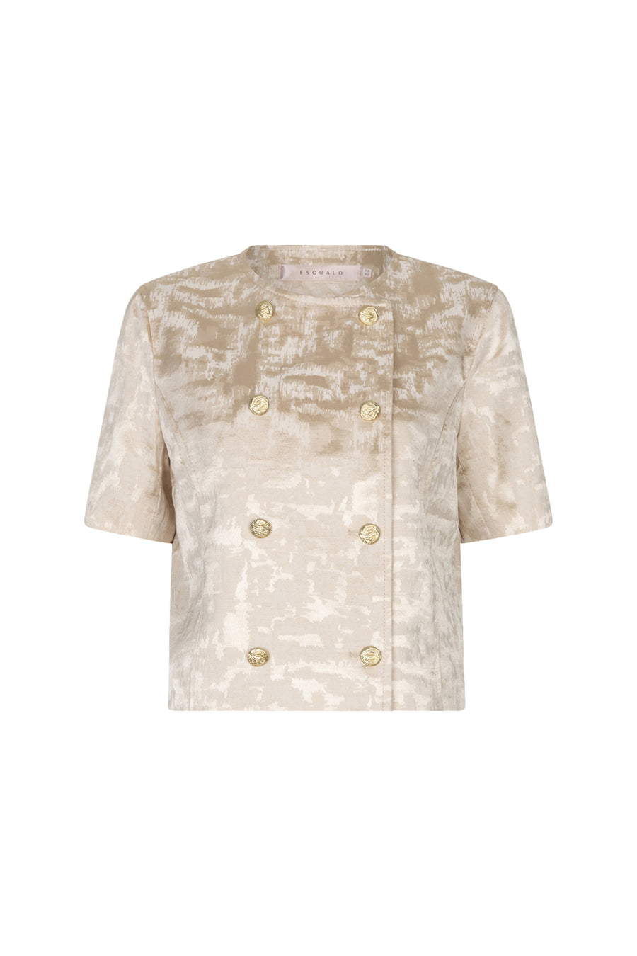 Lichte jacquard jas van EsQualo in natuurlijke tinten, met gedetailleerd patroon en stijlvolle pasvorm.