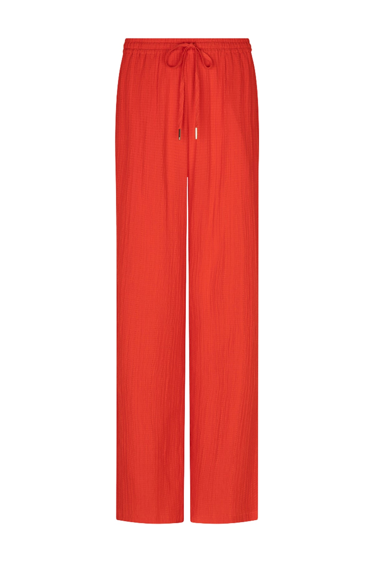 EsQualo Fancy Crinkle rode broek met elastische taille en losse pasvorm, ideaal voor casual en stijlvolle outfits.
