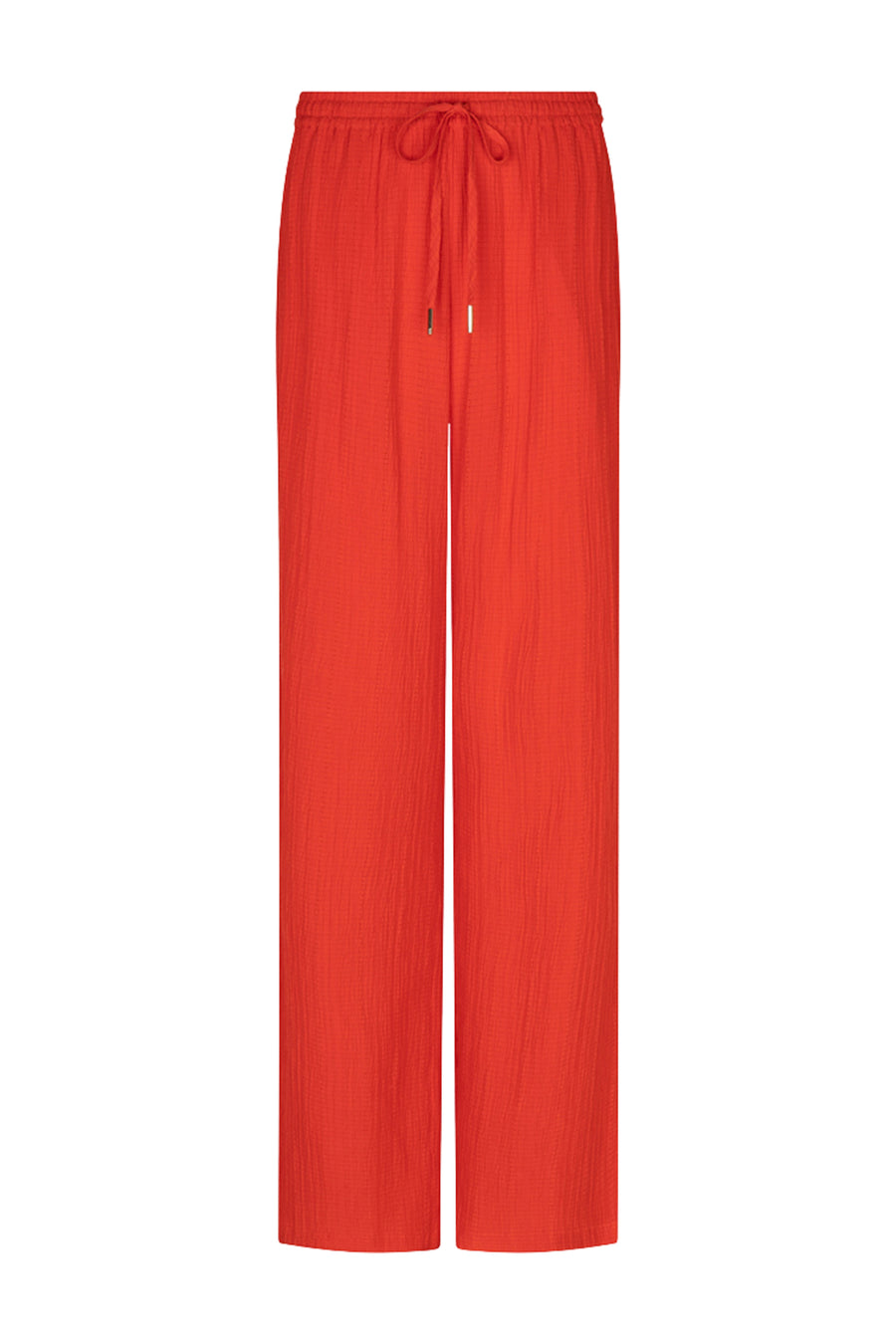 EsQualo Fancy Crinkle rode broek met elastische taille en losse pasvorm, ideaal voor casual en stijlvolle outfits.