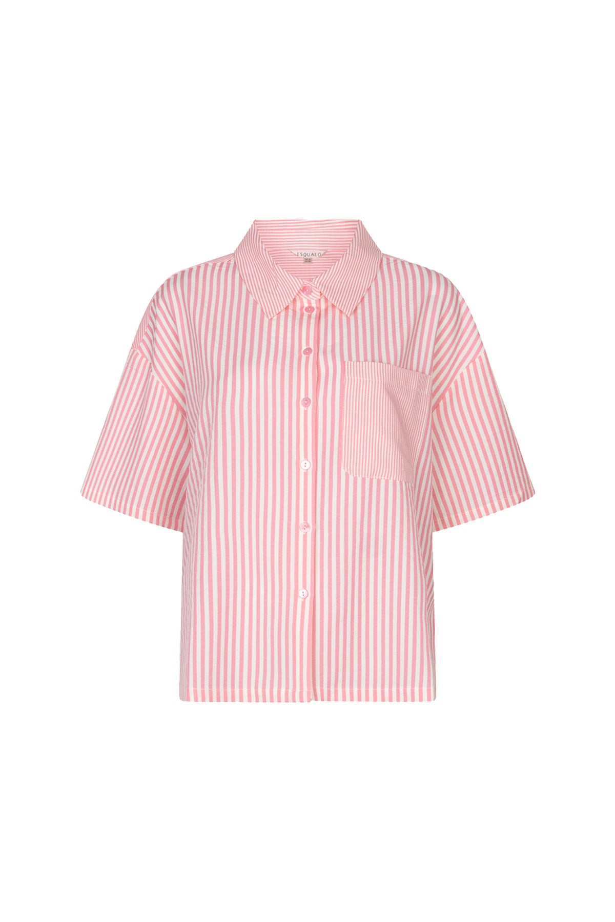 Offwhite en roze blouse met contraststrepen van EsQualo, modieus en comfortabel voor elke gelegenheid.