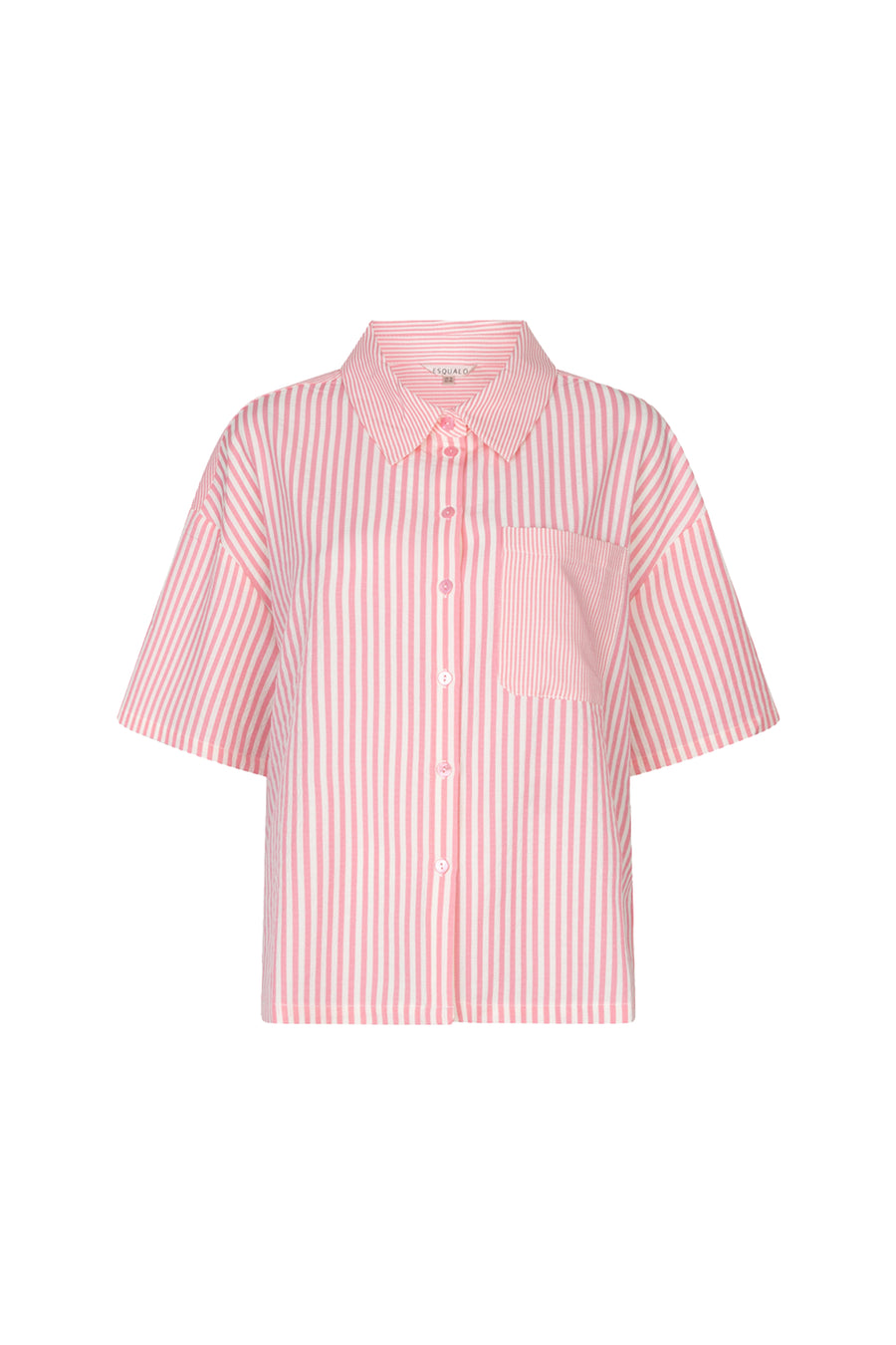 Offwhite en roze blouse met contraststrepen van EsQualo, modieus en comfortabel voor elke gelegenheid.