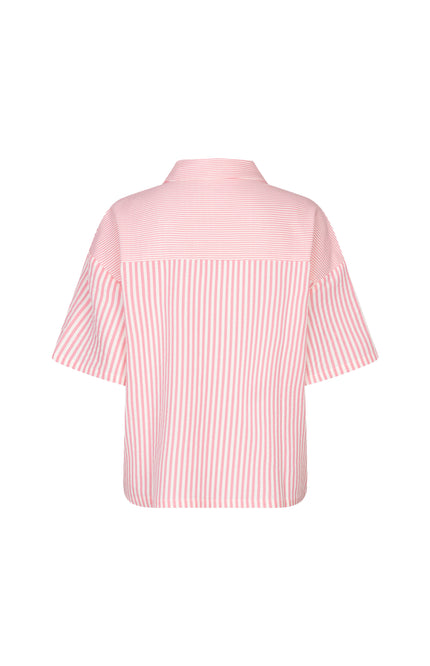 EsQualo Blouse Contrast Stripe Offwhite Pink HS26.15202 Stretchshop.nl
