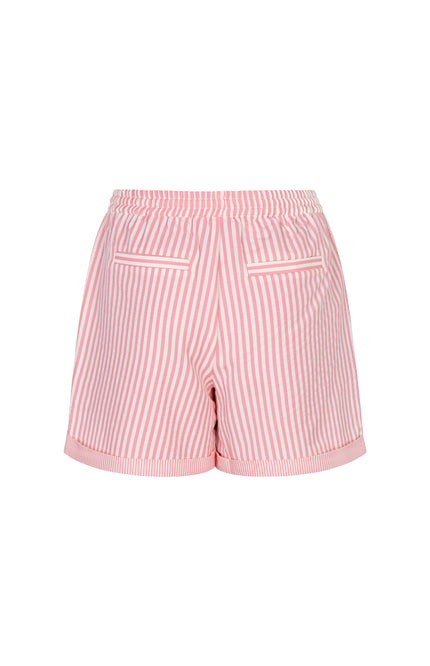 EsQualo Short Contrast Stripe Offwhite Pink HS26.15203 Stretchshop.nl