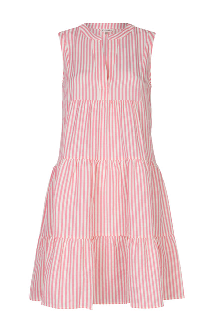 EsQualo Jurk Skater Striped Offwhite Pink HS26.15204 Stretchshop.nl