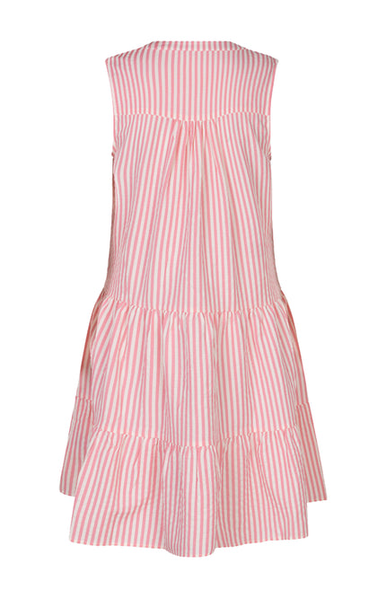 EsQualo Jurk Skater Striped Offwhite Pink HS26.15204 Stretchshop.nl