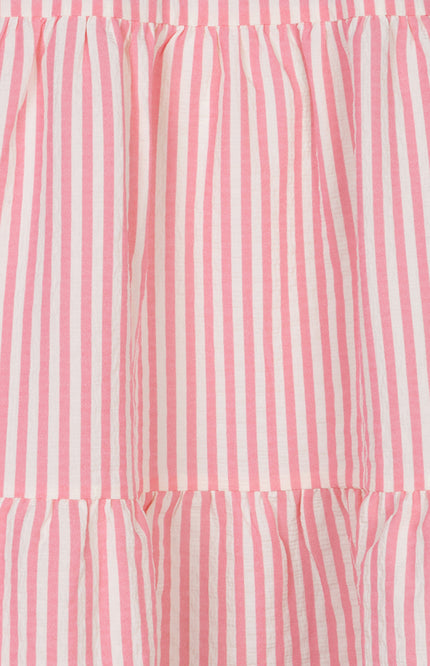 EsQualo Jurk Skater Striped Offwhite Pink HS26.15204 Stretchshop.nl