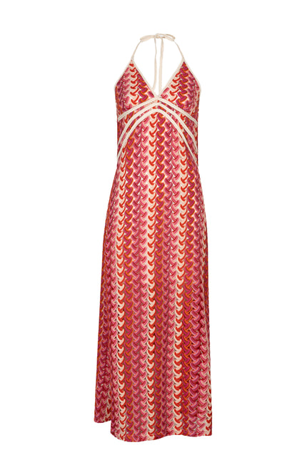 EsQualo Jurk Maxi Colored Crochet Multi Color HS26.28222 Stretchshop.nl