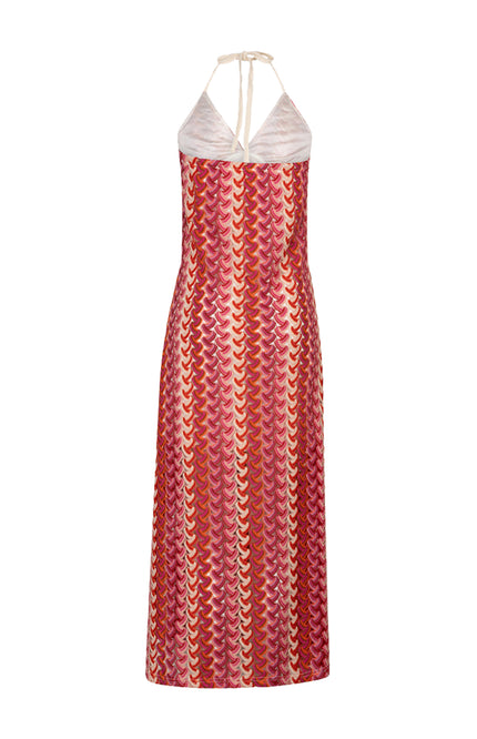 EsQualo Jurk Maxi Colored Crochet Multi Color HS26.28222 Stretchshop.nl