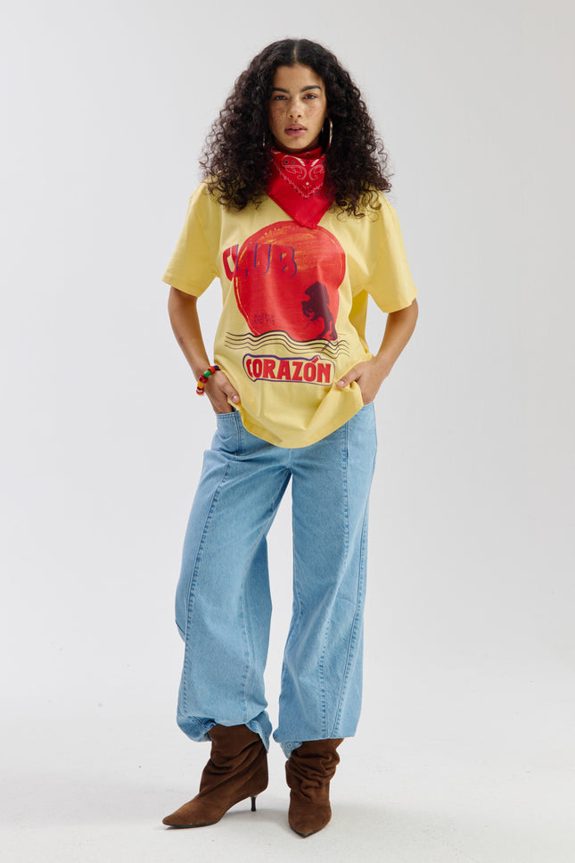 Harper & Yve T-Shirt Clubcorazon Light Yellow SS6Y307 Stretchshop.nl