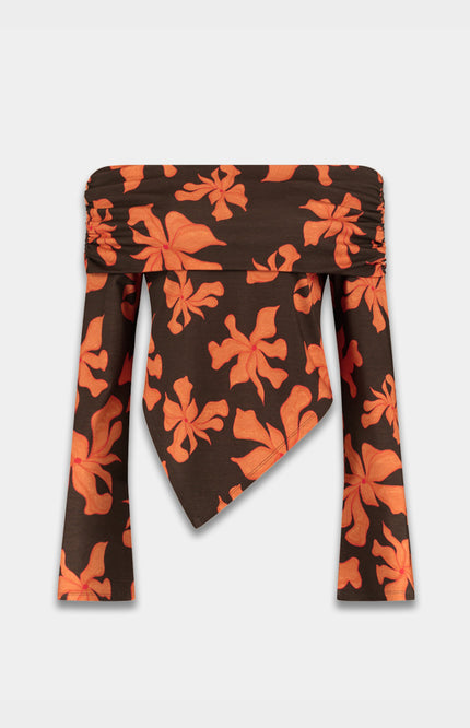 Harper & Yve Top Jesse Wild Flower Orange SS6T505 Stretchshop.nl