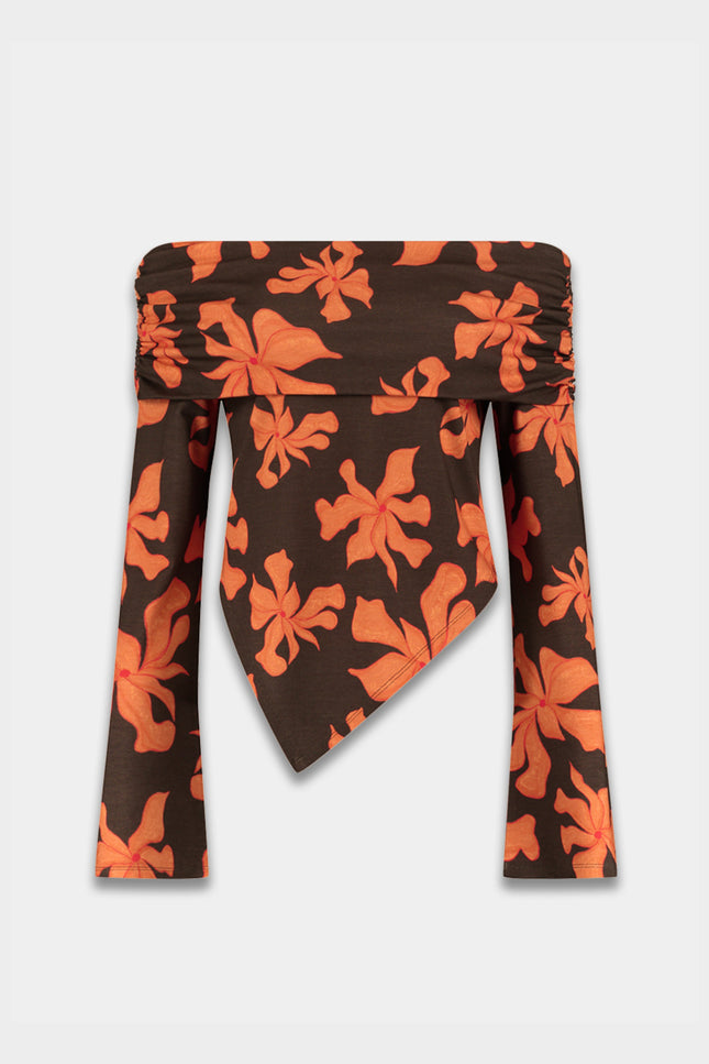 Harper & Yve Top Jesse Wild Flower Orange SS6T505 Stretchshop.nl