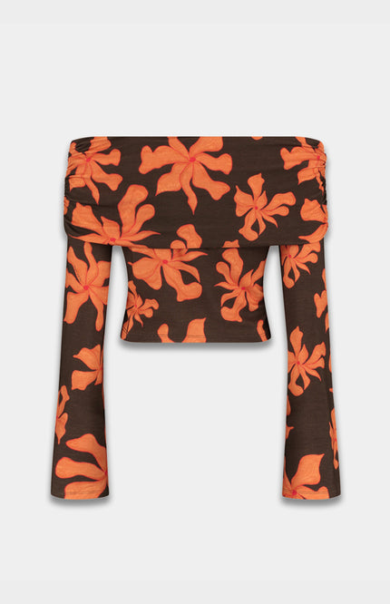 Harper & Yve Top Jesse Wild Flower Orange SS6T505 Stretchshop.nl