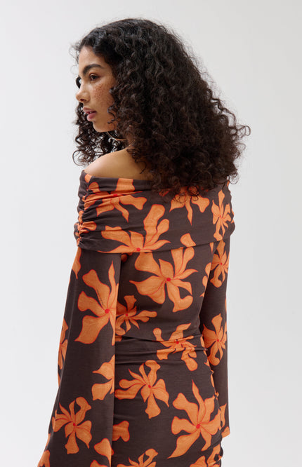 Harper & Yve Top Jesse Wild Flower Orange SS6T505 Stretchshop.nl
