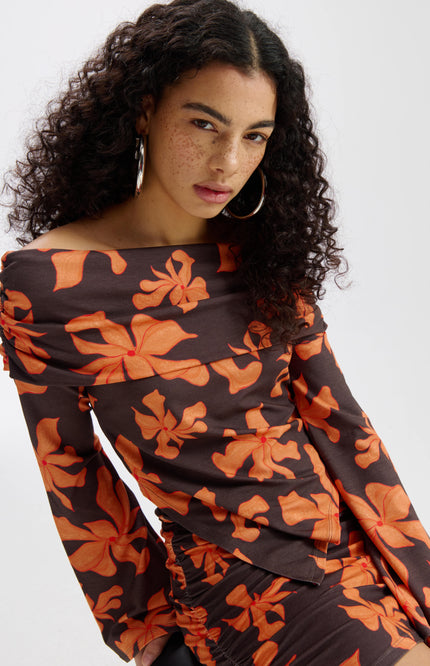Harper & Yve Top Jesse Wild Flower Orange SS6T505 Stretchshop.nl