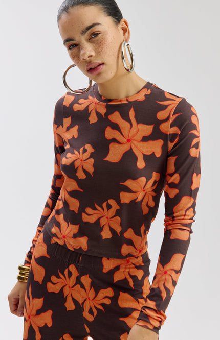 Harper & Yve Top Steff Wild Flower Orange SS6T504 Stretchshop.nl