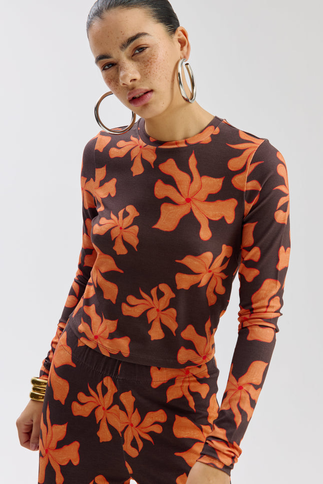 Harper & Yve Top Steff Wild Flower Orange SS6T504 Stretchshop.nl