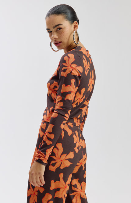 Harper & Yve Top Steff Wild Flower Orange SS6T504 Stretchshop.nl