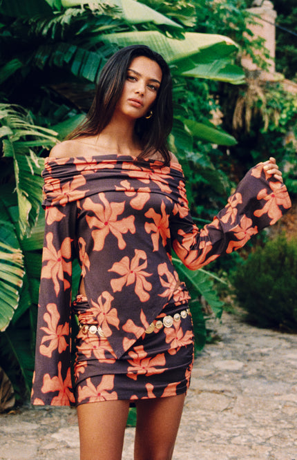 Harper & Yve Top Jesse Wild Flower Orange SS6T505 Stretchshop.nl