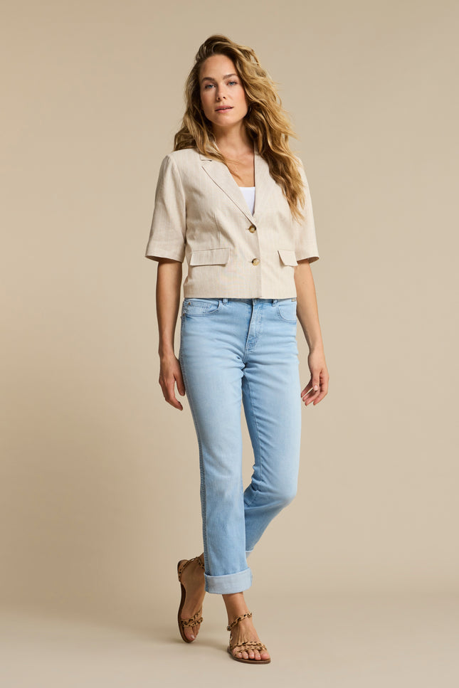 Red Button Blazer Linen Visco Pinstripe Pebble SRB4769 Stretchshop.nl