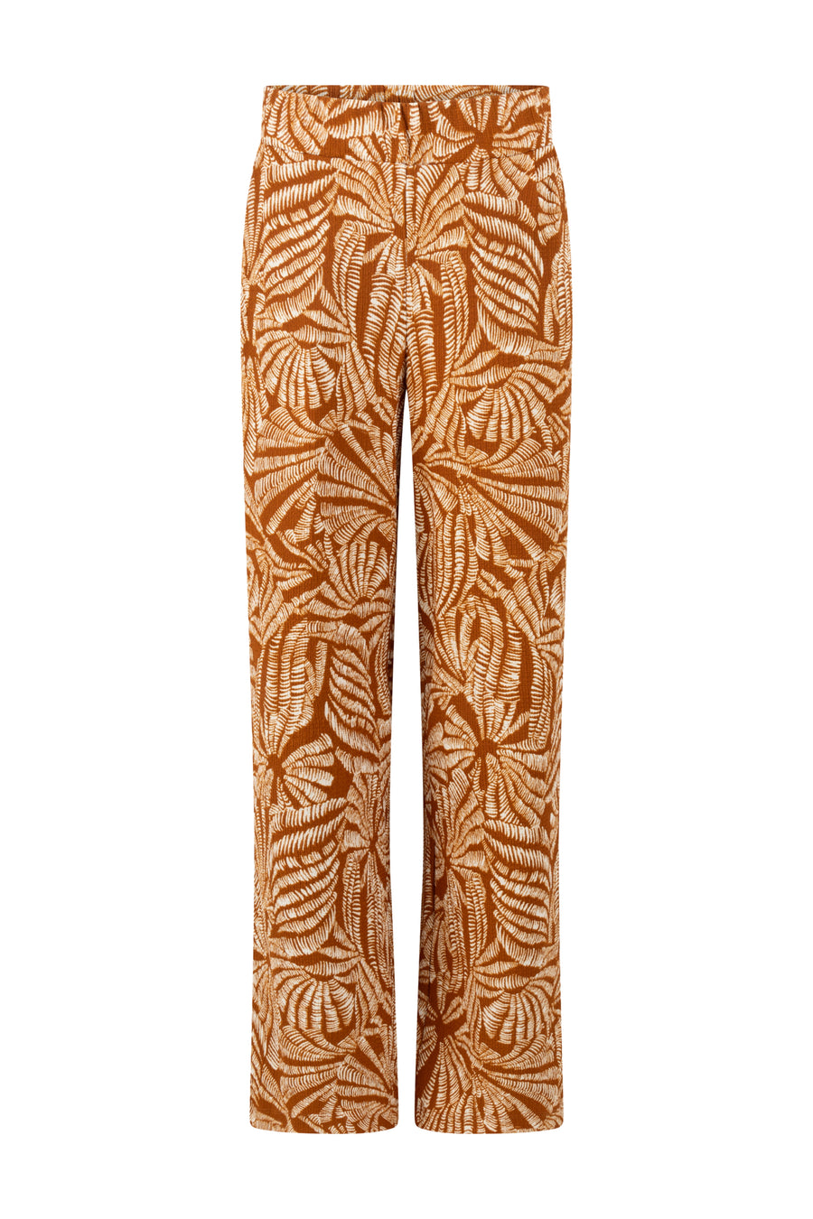 Lieve bruine flowy broek met schelpenprint van Tramontana, comfortabel en stijlvol voor casual draagmomenten