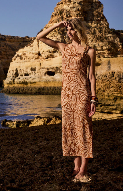 Tramontana Jurk Flowy Shells Print Browns T03-20-501 4 Stretchshop.nl