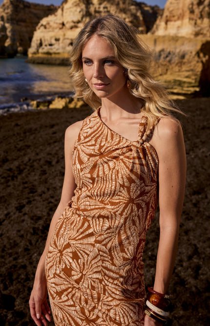 Tramontana Jurk Flowy Shells Print Browns T03-20-501 4 Stretchshop.nl
