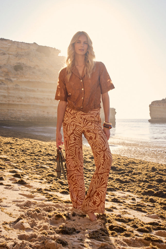 Tramontana Broek Flowy Shells Print Browns T03-20-101 Stretchshop.nl