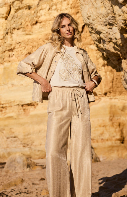 Tramontana Broek Wide Leg Shimmer Pebble C06-20-101 3 Stretchshop.nl