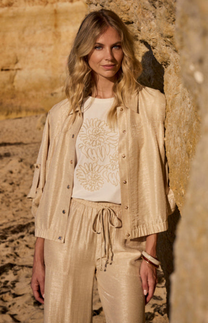 Tramontana Broek Wide Leg Shimmer Pebble C06-20-101 3 Stretchshop.nl