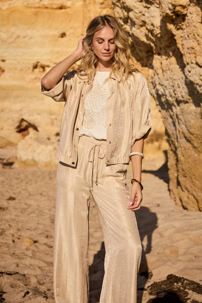 Tramontana Broek Wide Leg Shimmer Pebble C06-20-101 3 Stretchshop.nl