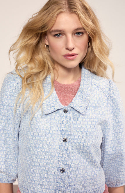 Tramontana Jacket Embroidered Light Blue Denim C14-20-801 3 Stretchshop.nl