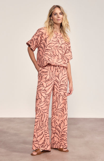 Tramontana Top Leaf Luxe Print Peach C17-20-401 3 Stretchshop.nl
