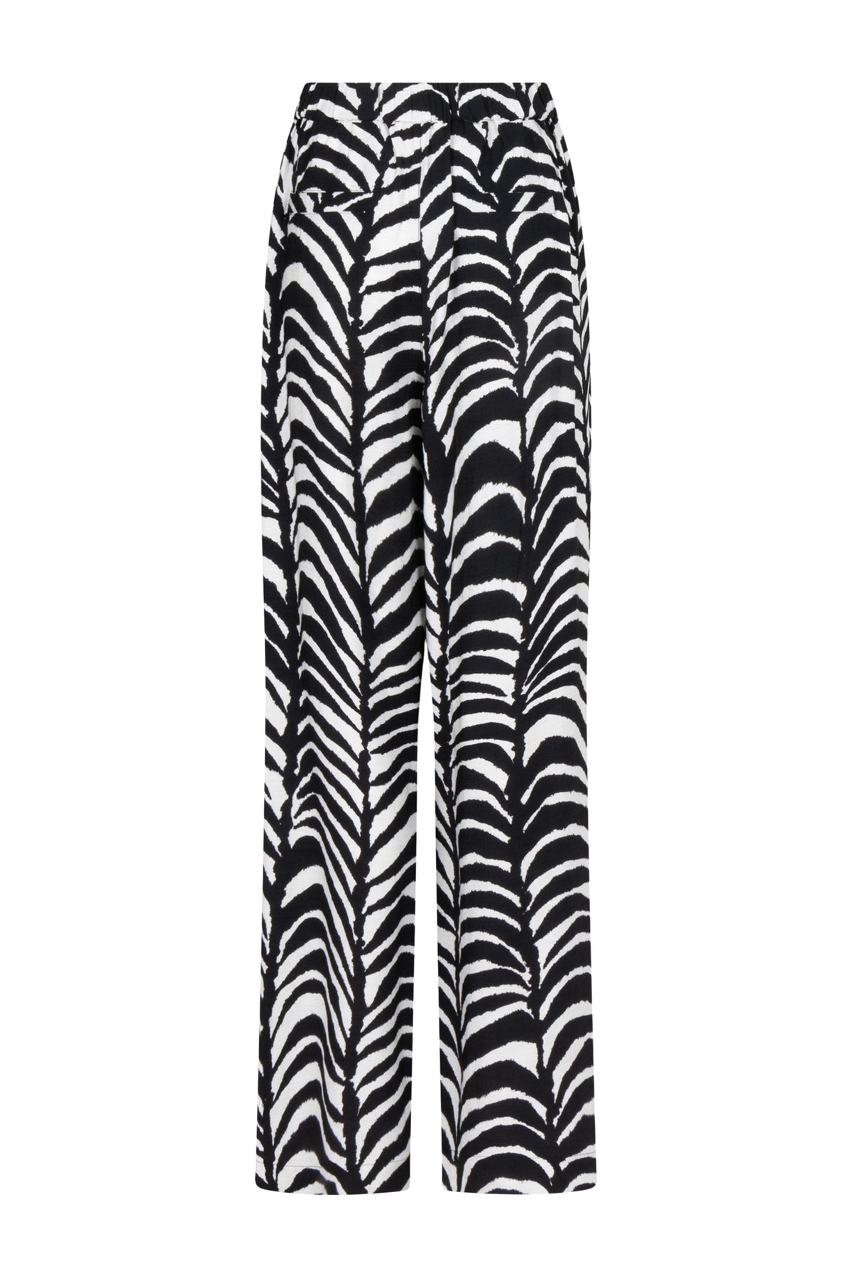 Tramontana Palm Eclipse print broek in zwart met groene en blauwe patronen, modieus en comfortabel voor dagelijks gebruik
