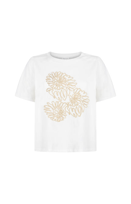 Tramontana T-shirt Embroidered Artwork Offwhite C44-20-401 3 Stretchshop.nl