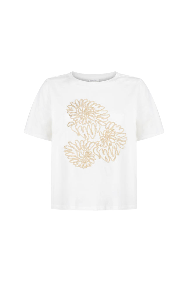 Tramontana T-shirt Embroidered Artwork Offwhite C44-20-401 3 Stretchshop.nl