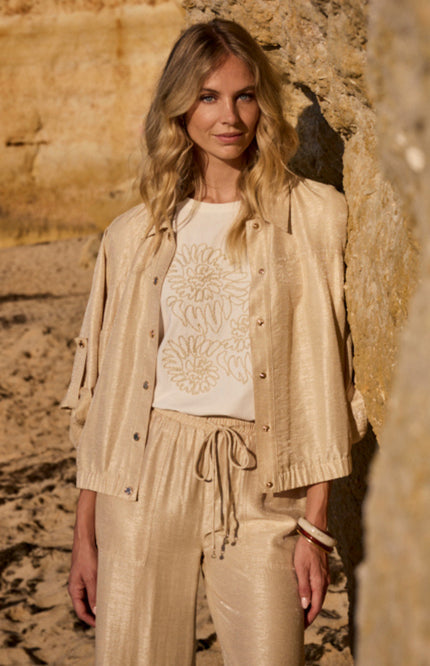 Tramontana T-shirt Embroidered Artwork Offwhite C44-20-401 3 Stretchshop.nl