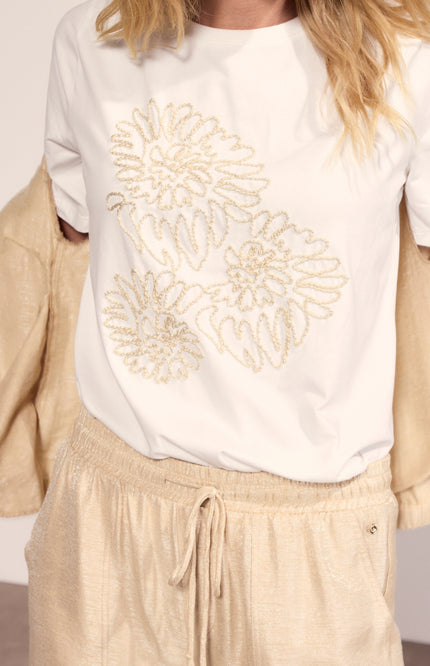 Tramontana T-shirt Embroidered Artwork Offwhite C44-20-401 3 Stretchshop.nl
