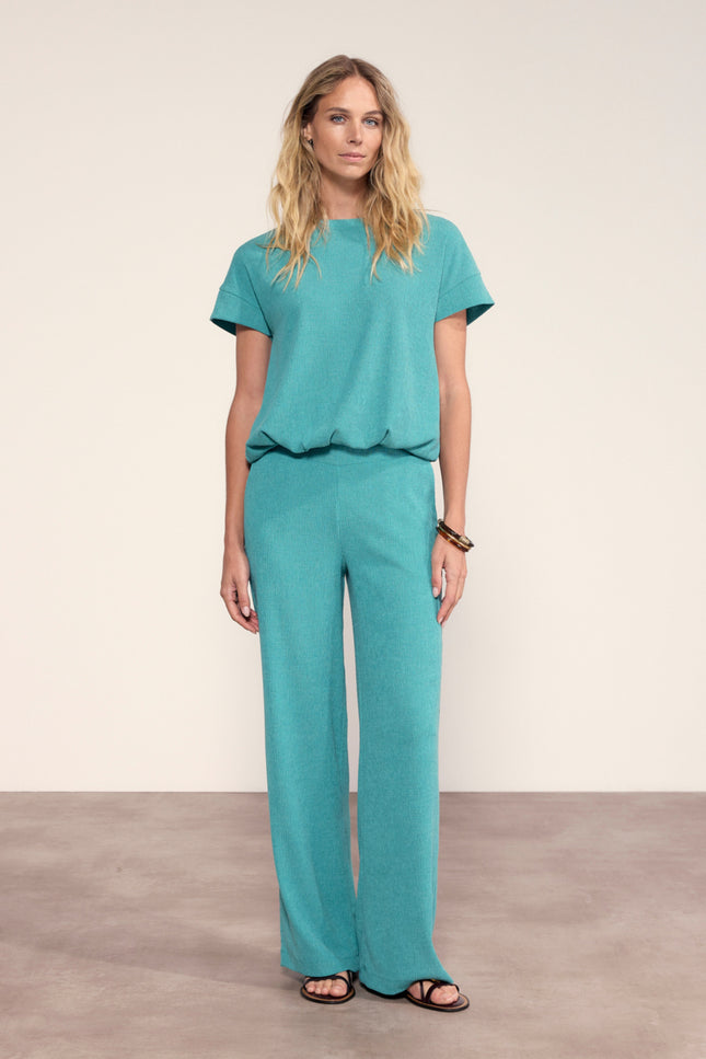 Tramontana Broek Crinkled Deep Aqua Blue K01-20-101 3 Stretchshop.nl