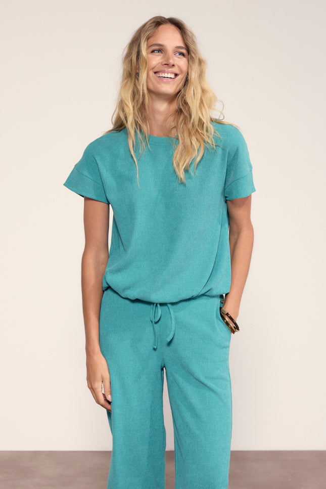 Tramontana Top Crinkled Deep Aqua Blue K01-20-403 3 Stretchshop.nl