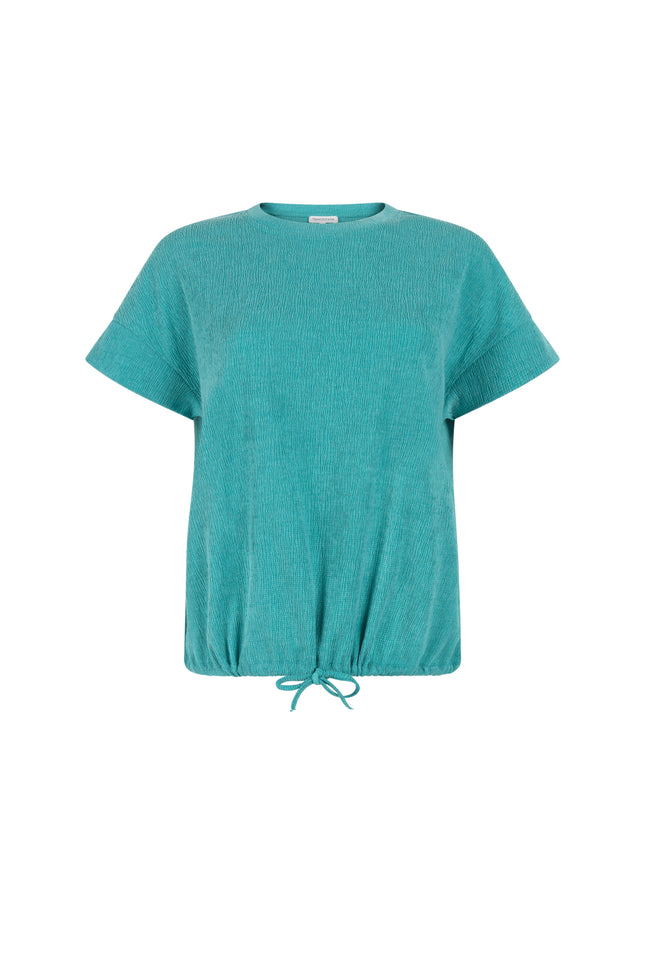 Tramontana Top Crinkled Deep Aqua Blue K01-20-403 3 Stretchshop.nl