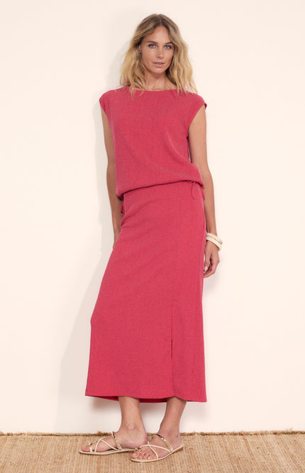 Tramontana Rok Maxi Crinkled Rasberry T02-20-201 4 Stretchshop.nl