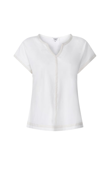 Zoso Travel Blouse Annika White 263 Stretchshop.nl
