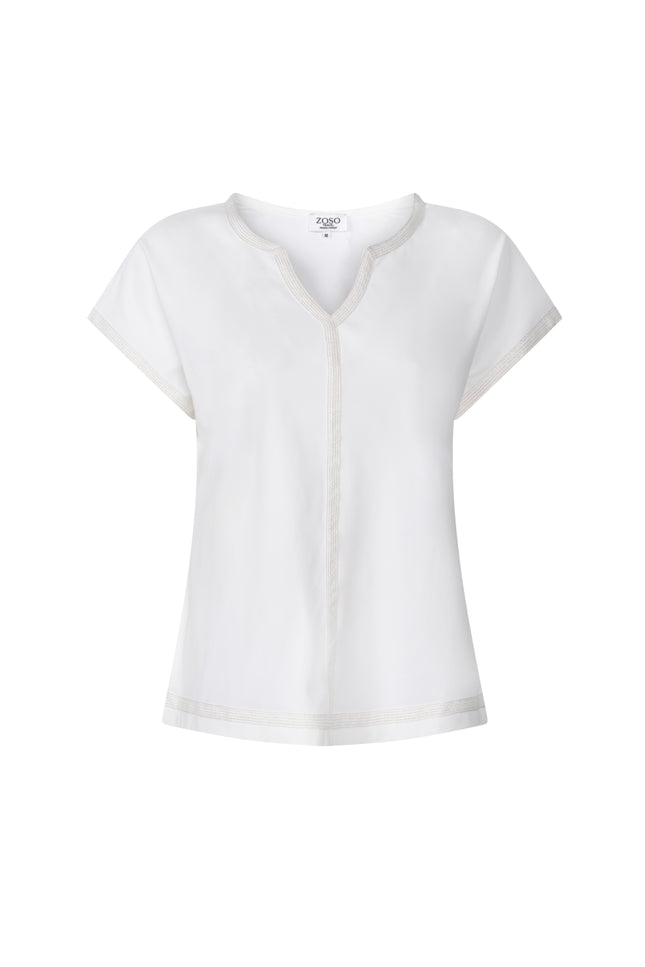 Zoso Travel Blouse Annika White 263 Stretchshop.nl