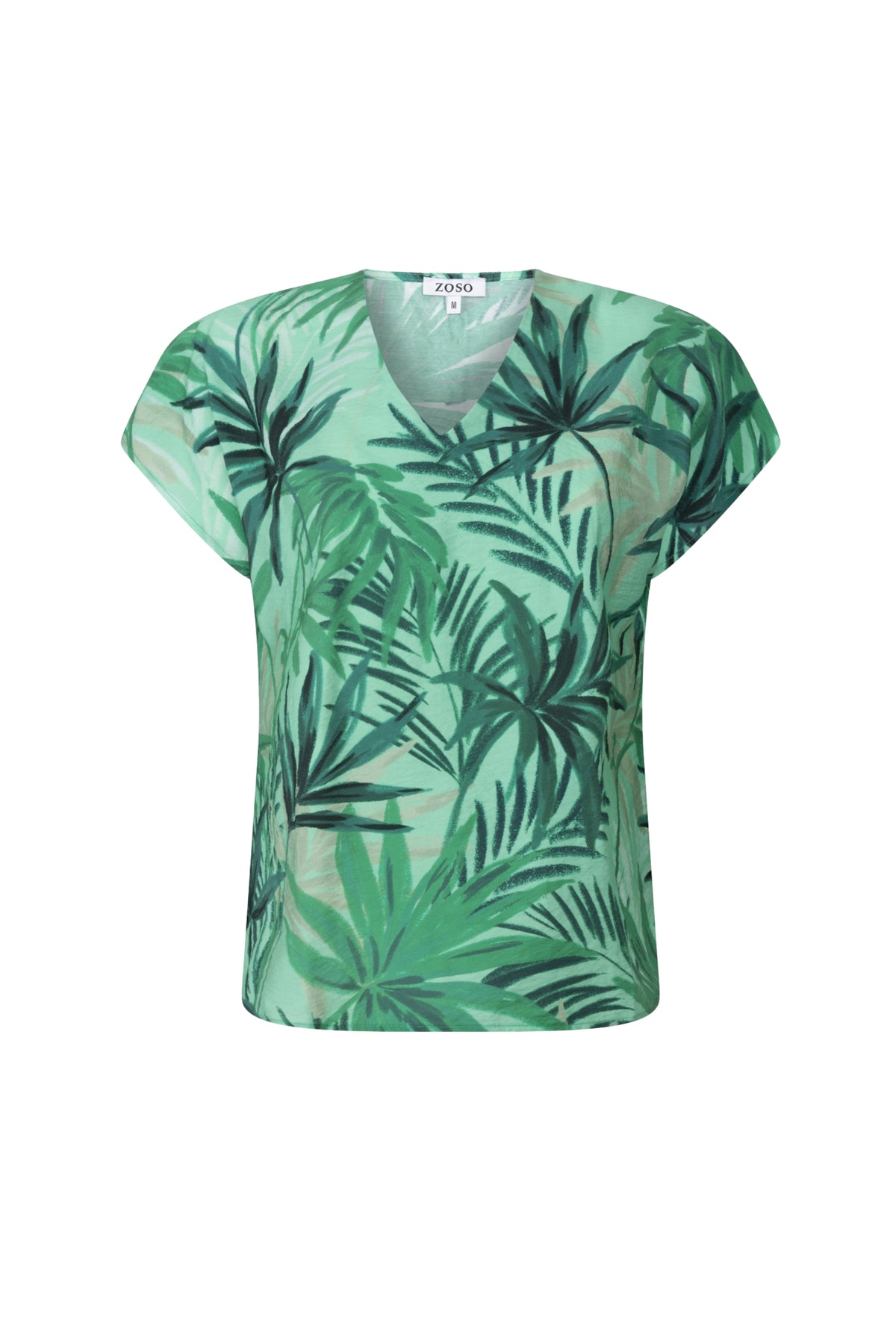 Mintgroene blouse Anouk van Zoso met lange mouwen en losse pasvorm, gedragen door model.