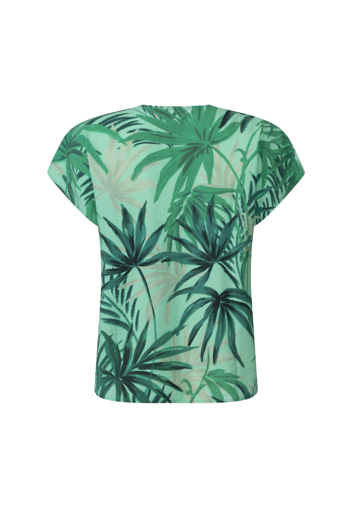 Mintgroene blouse Anouk van Zoso, recht model met lange mouwen en knoopsluiting, gedragen door een model.