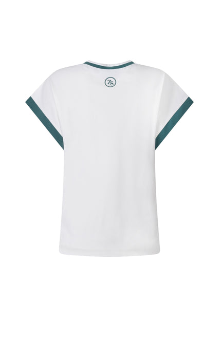 Zoso Travel Top Esmee Offwhite Green 263 Stretchshop.nl