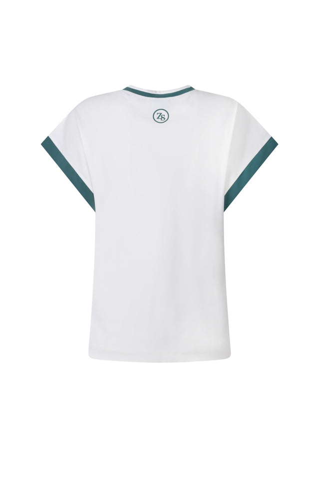 Zoso Travel Top Esmee Offwhite Green 263 Stretchshop.nl