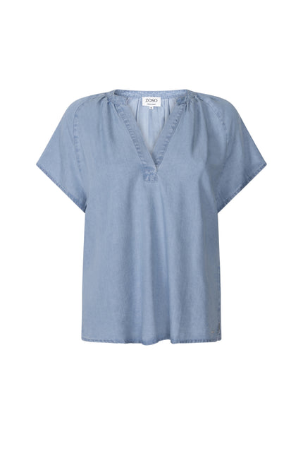Zoso Blouse Femmz Light Denim 263 Stretchshop.nl