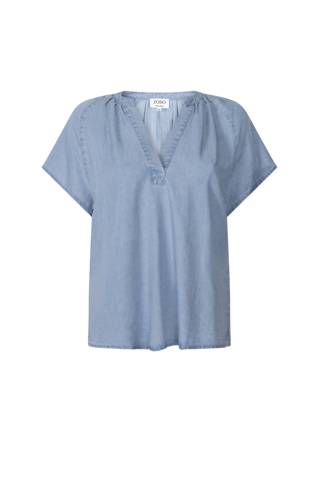 Zoso Blouse Femmz Light Denim 263 Stretchshop.nl